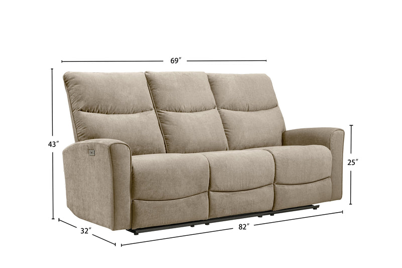 Quest 82.5\" Chenille Fabric Power Reclining Sofa - Cobblestone