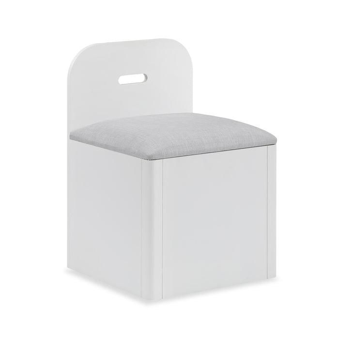 Quinn Platform Bed with Bookcase Headboard, Built-in Desk & Stool, White - Full Size