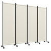 Outsunny Room Divider With Wheels, 5.6ft Folding Privacy Screen, Cream White