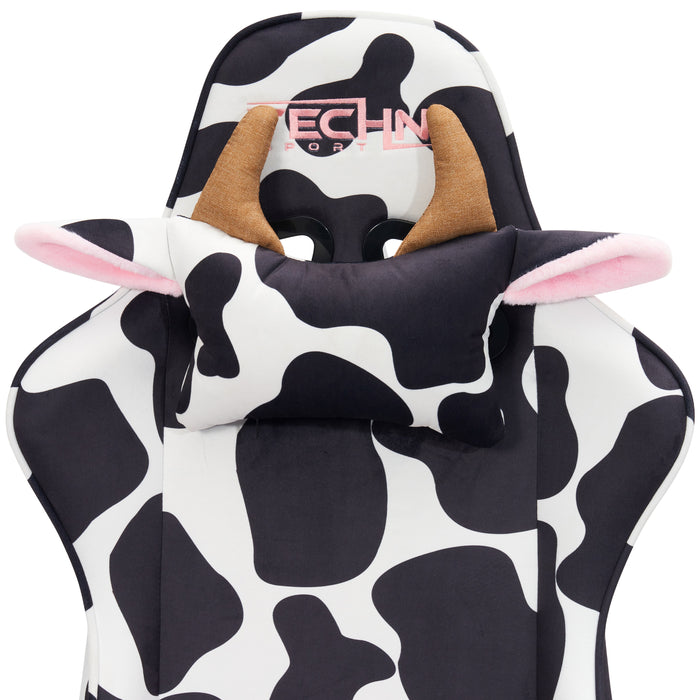 Techni Sport TS85 Cow Print Luxx Series Office Gaming Chair - Black