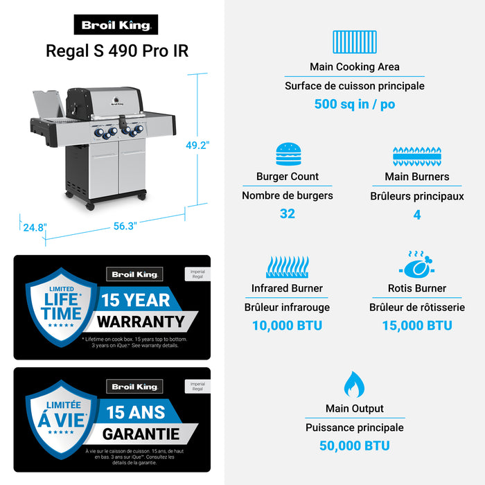 Broil King Regal S 490 Pro IR 4-Burner 50,000-BTU Propane Gas BBQ - 956944 Grill