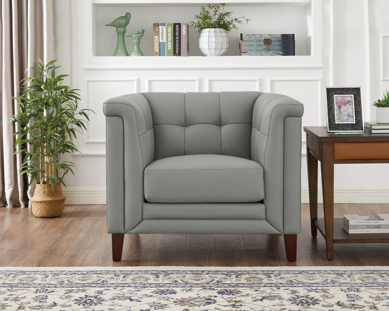 Hydeline Bodie Leather Chair - Grey