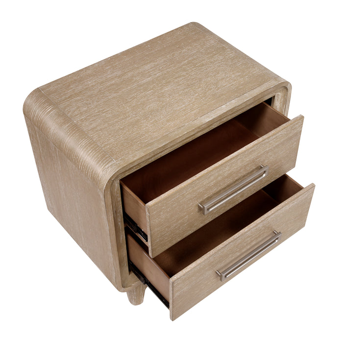 Sasha Bedside 2-Drawer Nightstand, 28\"W x 27\"H - Natural Oak Brown