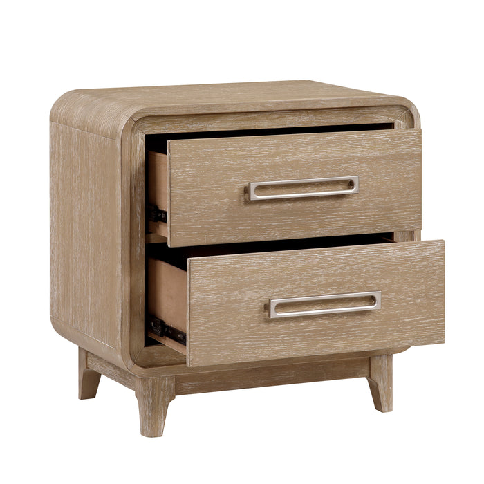 Sasha Bedside 2-Drawer Nightstand, 28\"W x 27\"H - Natural Oak Brown