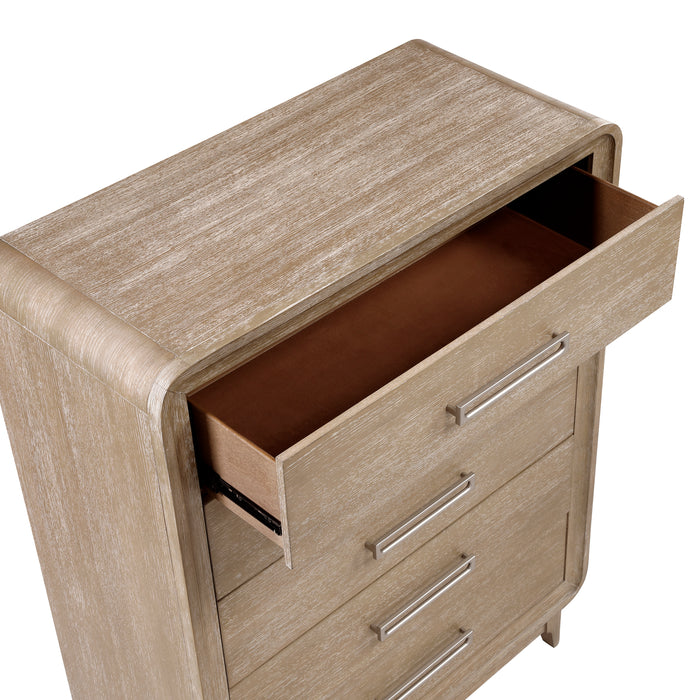Sahsa Bedroom Chest of Drawers, 5-Drawer, 40\"W x 52\"H - Natural Oak Brown