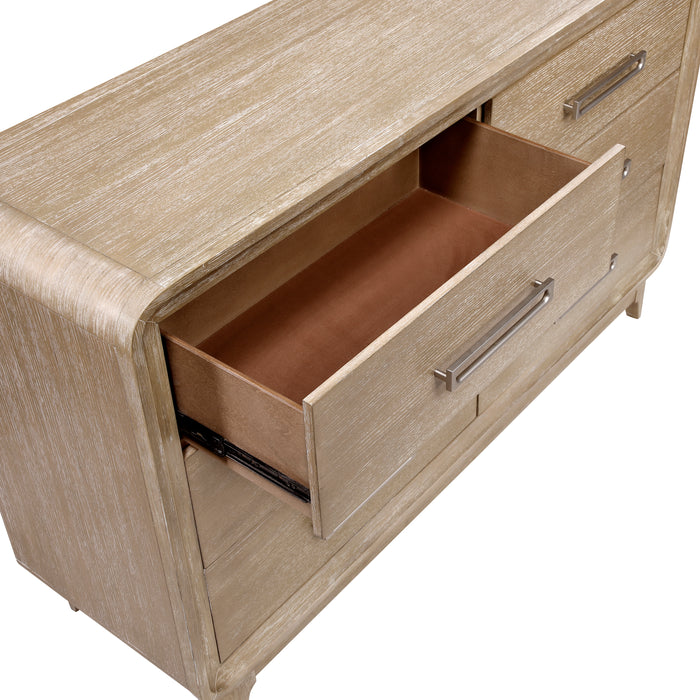 Sasha Bedroom 6-Drawer Dresser, 62\"W x 38\"H - Natural Oak Brown