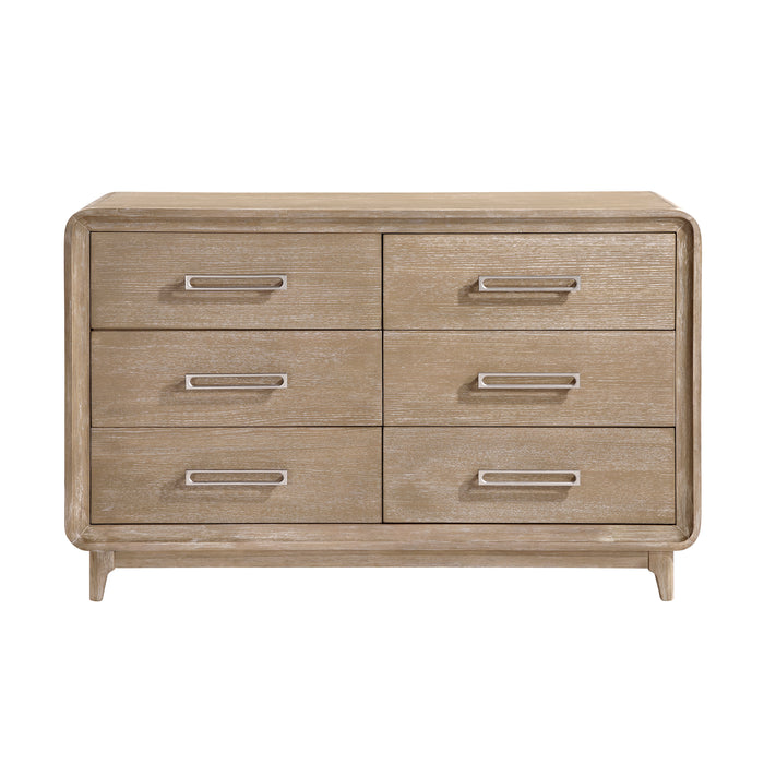 Sasha Bedroom 6-Drawer Dresser, 62\"W x 38\"H - Natural Oak Brown