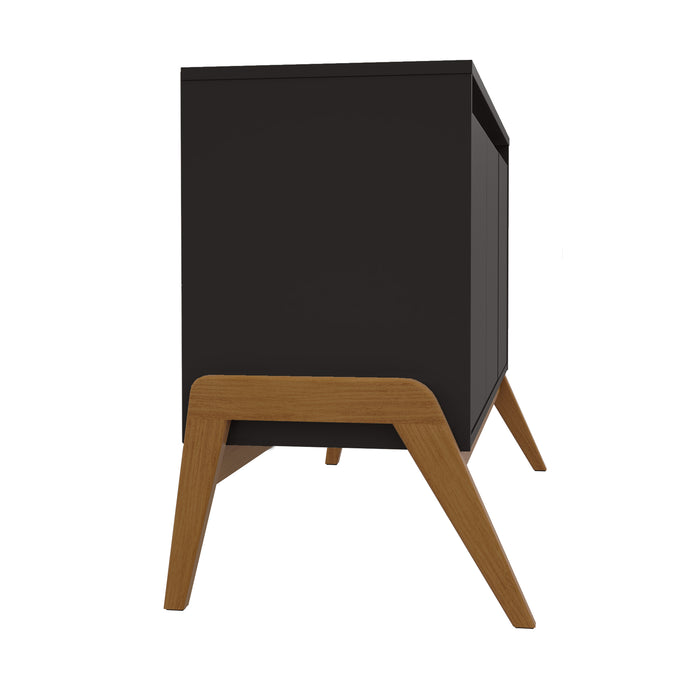 Manhattan Comfort Mid-Century Modern Gales 48.50” Sideboard with Solid Wood Legs - Matte Black