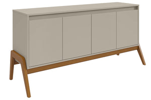 Manhattan Comfort Mid-Century Modern Gales 63.32” Sideboard with Solid Wood Legs - Greige