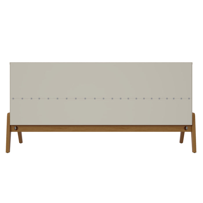 Manhattan Comfort Mid-Century Modern Gales 63.32” Sideboard with Solid Wood Legs - Matte White