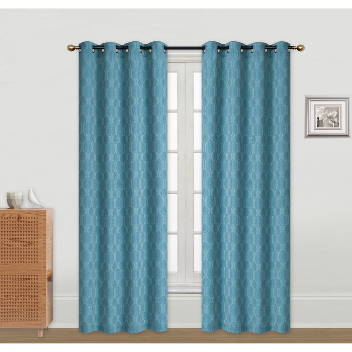 Jacquard Panel Tree Blue 96\" - Set of 2