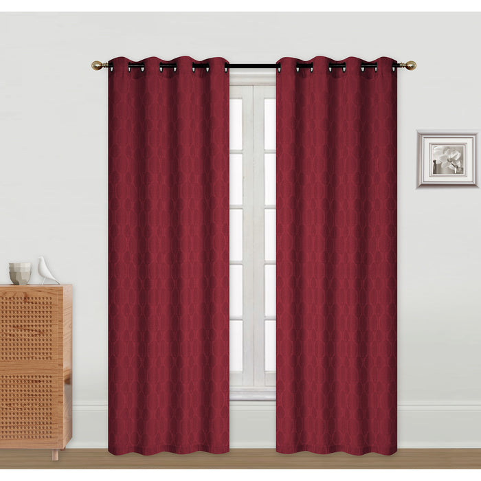 Jacquard Panel Tree Burgundy 84\" - Set of 2