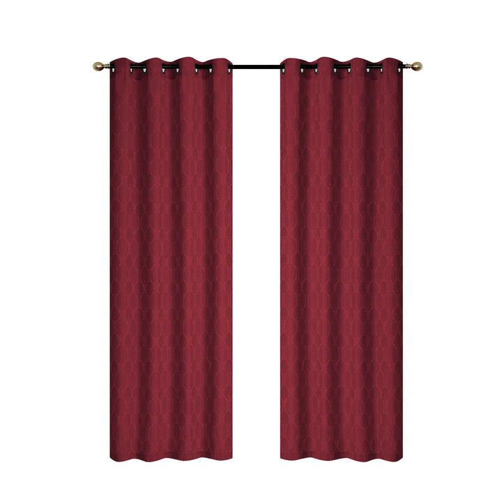 Jacquard Panel Tree Burgundy 84\" - Set of 2