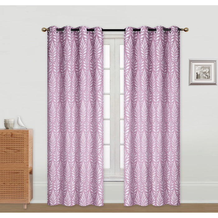 Embroidered Panel Fern Dark Rose 84\" - Set of 2 Drapes and Blinds
