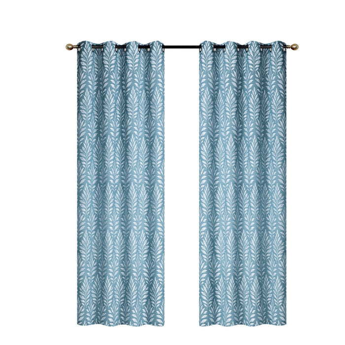 Embroidered Panel Fern Teal 84\" - Set of 2 Drapes and Blinds