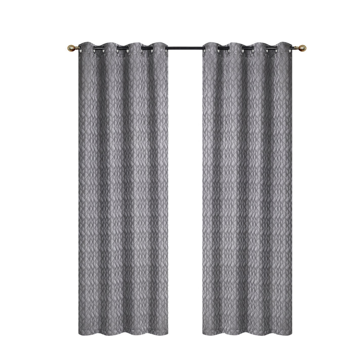 Jacquard Panel Cubic Grey 84\" - Set of 2 Drapes and Blinds