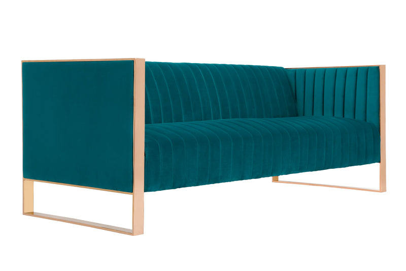 Manhattan Comfort Trillium 83.07\" 3-Seat Sofa - Aqua Blue & Gold