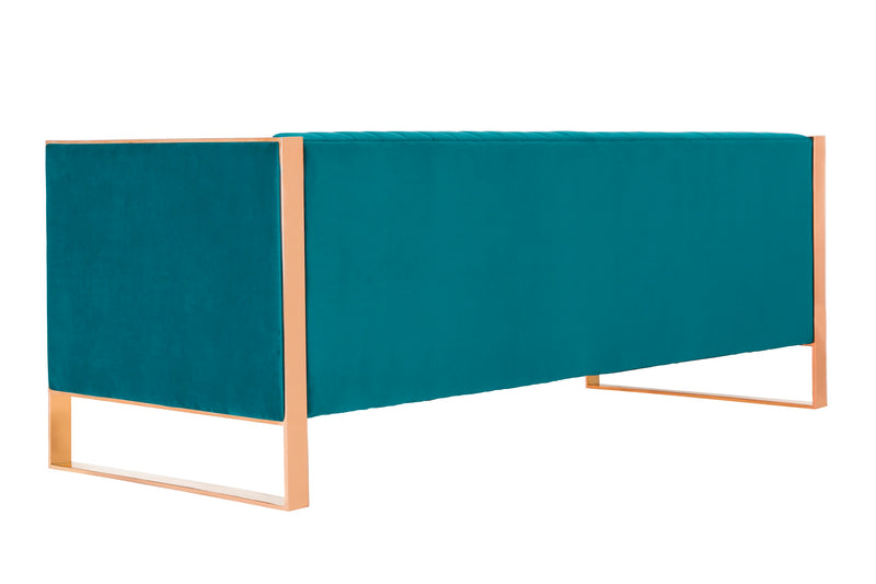Manhattan Comfort Trillium 83.07\" 3-Seat Sofa - Aqua Blue & Gold