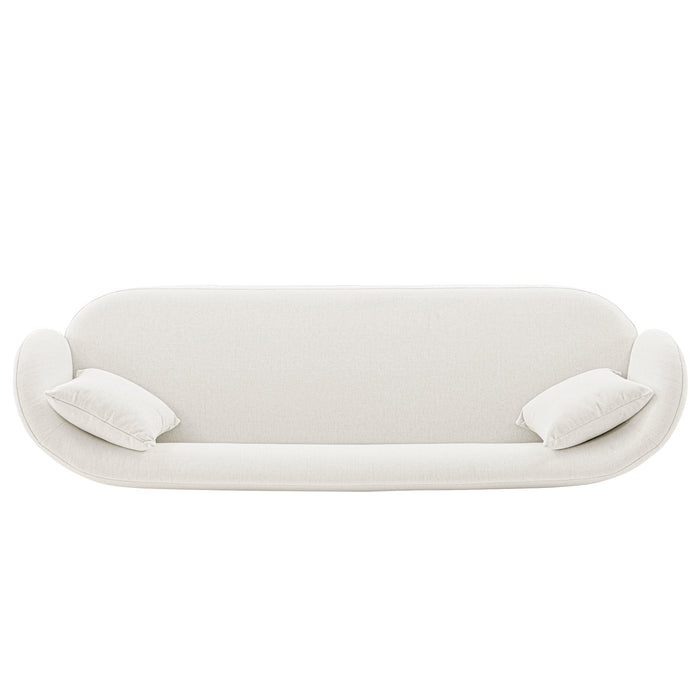 Manhattan Comfort Contemporary Siri Linen Weave 92.52\" Sofa with Pillows - Cream