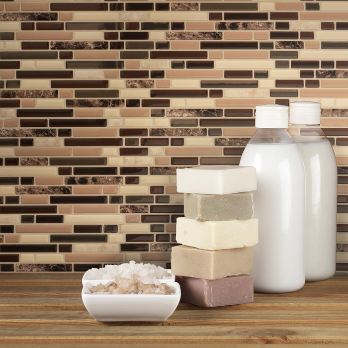 Smart Tiles Peel and Stick 4-Sheet 10 x 9 Backsplash - Bellagio Keystone