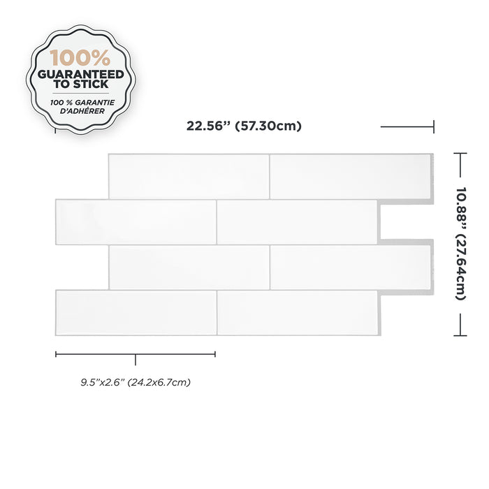 Smart Tiles Peel and Stick 2-Sheet 23 x 11 Backsplash - Oslo White