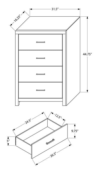 Soren Bedroom Chest of Drawers, 4-Drawer, 32\"W x 45\"H - Bleached Oak