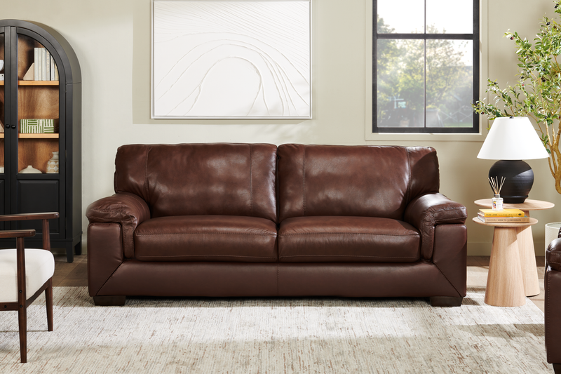 Classico 90\" Genuine Leather Sofa with Wood Legs – Tobacco