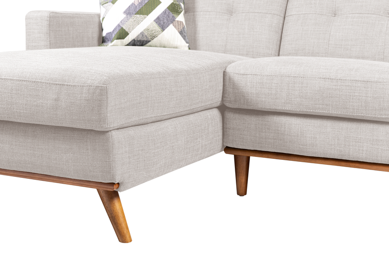 Kort & Co. Freeman 2-Piece Left-Facing Sectional with Wood Legs – Dove White