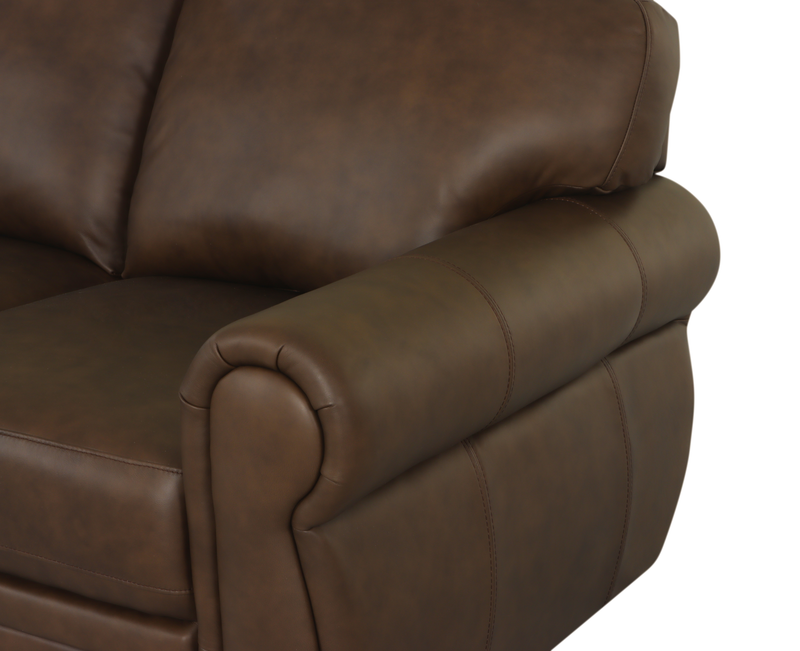 Porto 66\" Traditional Genuine Leather Loveseat - Chocolate