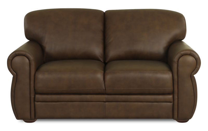 Porto 66\" Traditional Genuine Leather Loveseat - Chocolate