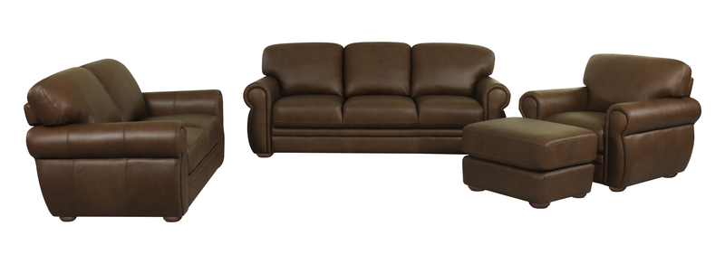 Porto 66\" Traditional Genuine Leather Loveseat - Chocolate