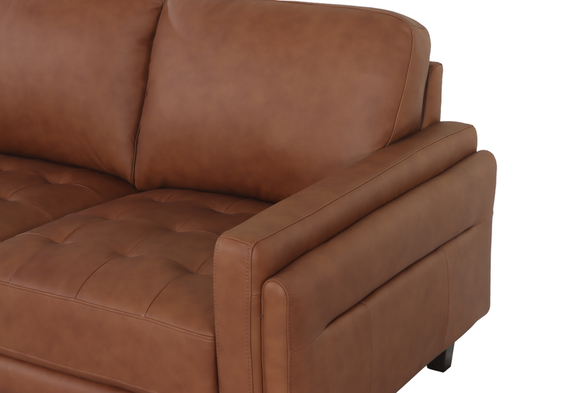 Venice 91\" Traditional Genuine Leather Sofa – Light Brown