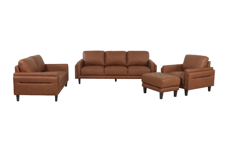 Venice 65\" Traditional Genuine Leather Loveseat – Light Brown