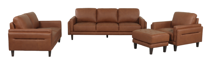 Venice 91\" Traditional Genuine Leather Sofa – Light Brown