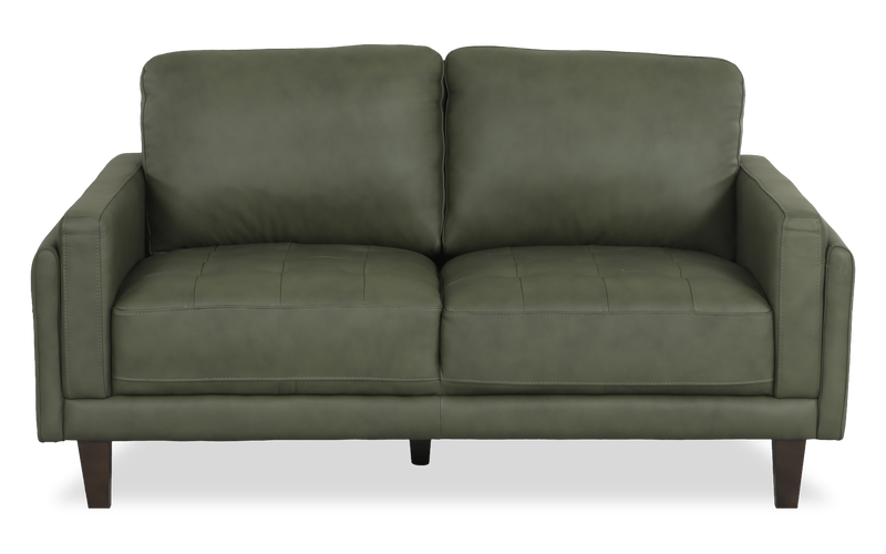 Venice 65\" Traditional Genuine Leather Loveseat – Green 