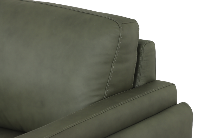 Venice 91\" Traditional Genuine Leather Sofa – Green