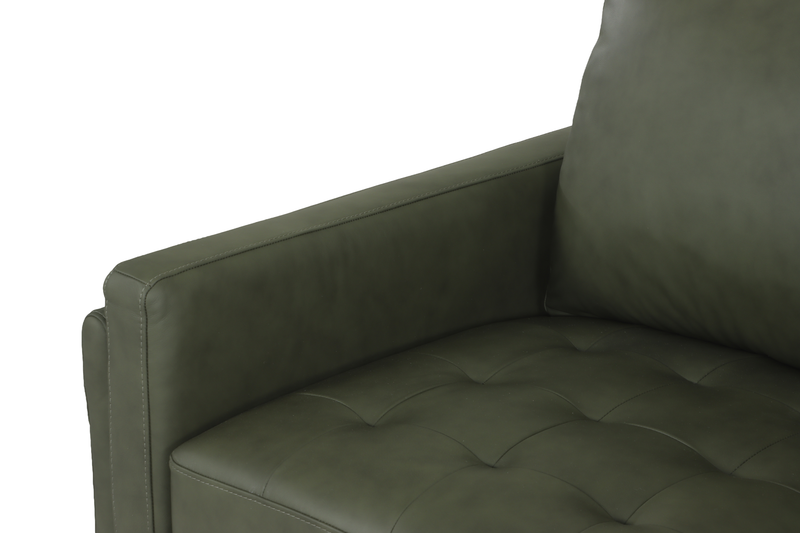 Venice 91\" Traditional Genuine Leather Sofa – Green