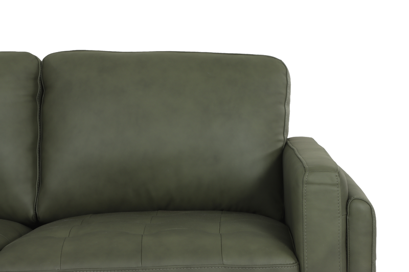 Venice 91\" Traditional Genuine Leather Sofa – Green