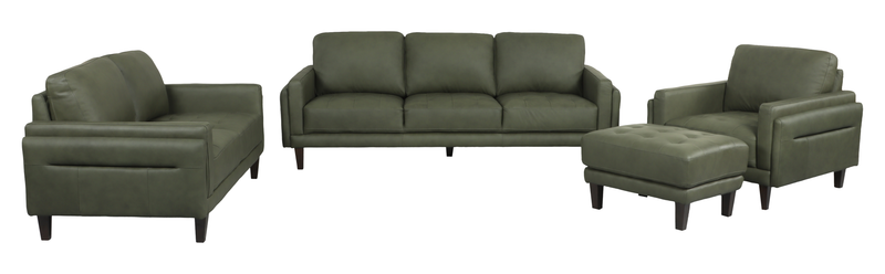 Venice 91\" Traditional Genuine Leather Sofa – Green