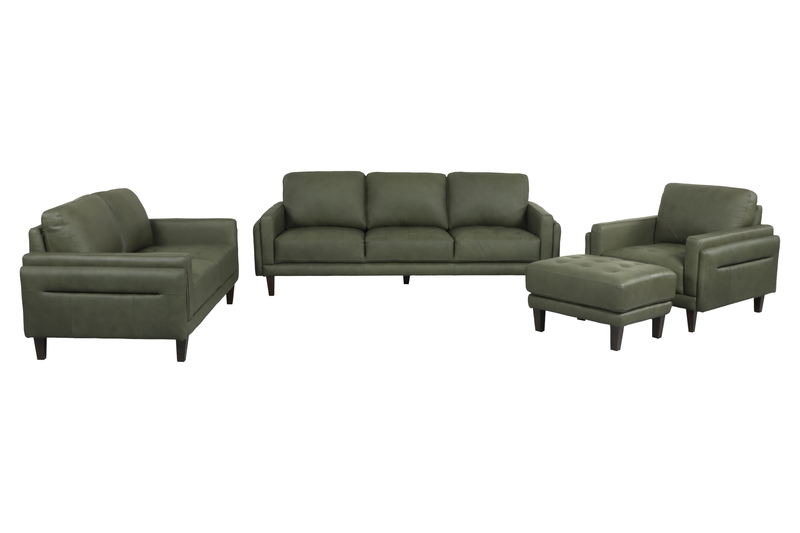 Venice 30\" Traditional Genuine Leather Ottoman – Green