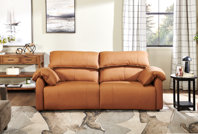 Momento 90\" Genuine Leather Power Reclining Sofa – Caramel