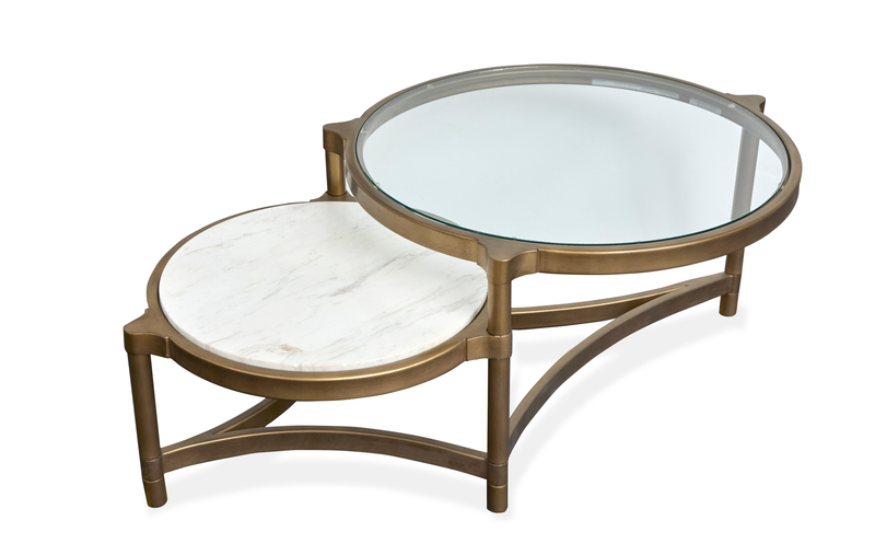 Arlington 48\" Coffee Table with Glass Top - Aged Brass