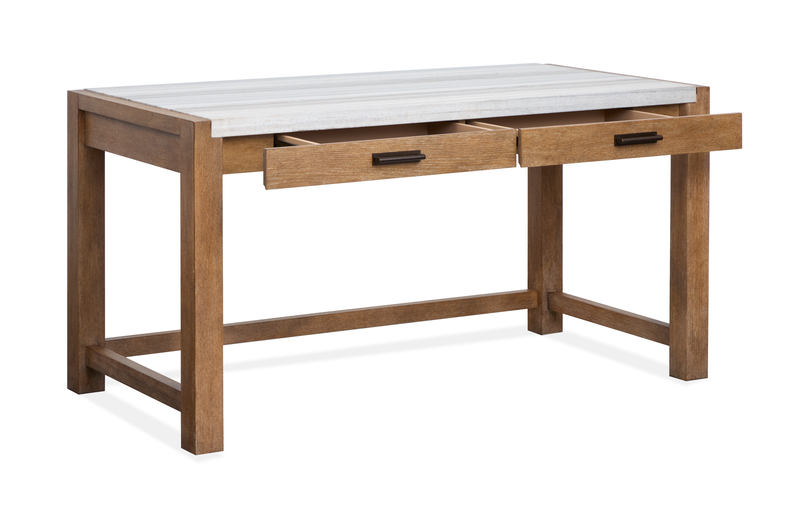 Grafton 60\" Desk with Marble Top and Storage - Sierra Brown