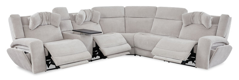 Legacy 6-Piece Power Reclining Sectional with Shaq-o-pedic Comfort and 3D Immersive Sound - Grey 