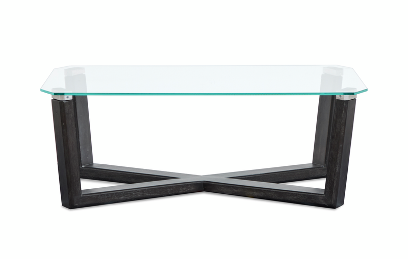 Morden 46.88\" Coffee Table with Glass Top - Black Truffle
