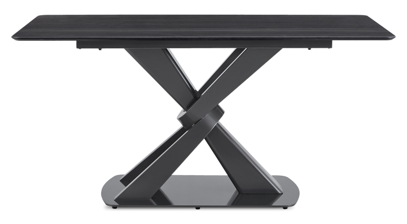 Orion 7pc Dining Set with Table & 6 Chairs, Tech Stone Top, Metal, 63\"W - Black/Charcoal