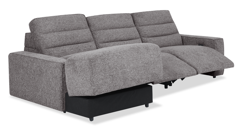 Shaquille O’Neal Home Prestige 3-Piece Left-Facing Sectional with Power Reclining – Grey 