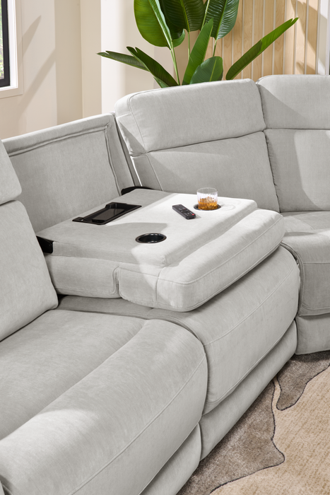 Shaquille O’Neal Home Legacy 6-Piece Left-Facing Power Reclining Sectional with Shaq-o-pedic Comfort - Grey 