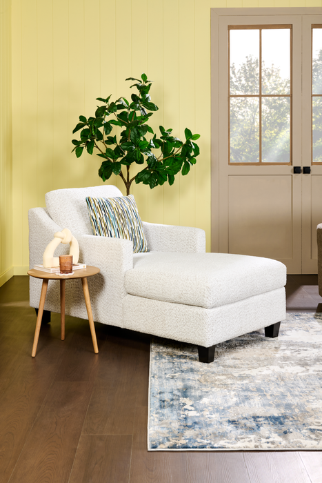 Made in Canada Sofa Lab Customizable 36\" Fabric Accent Chaise with Wood Legs – Teddy Snow