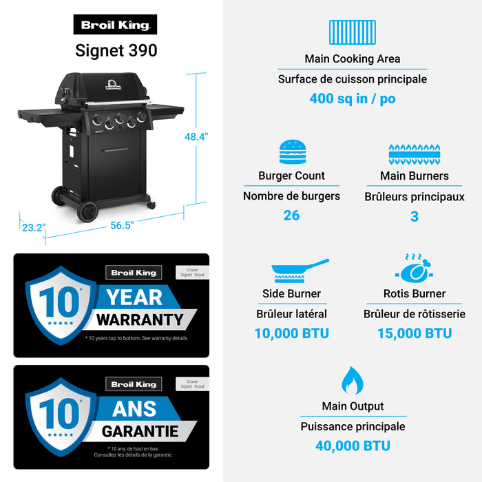 Broil King Signet 390 Shadow 3-Burner 40,000-BTU Natural Gas BBQ - 844187 Grill
